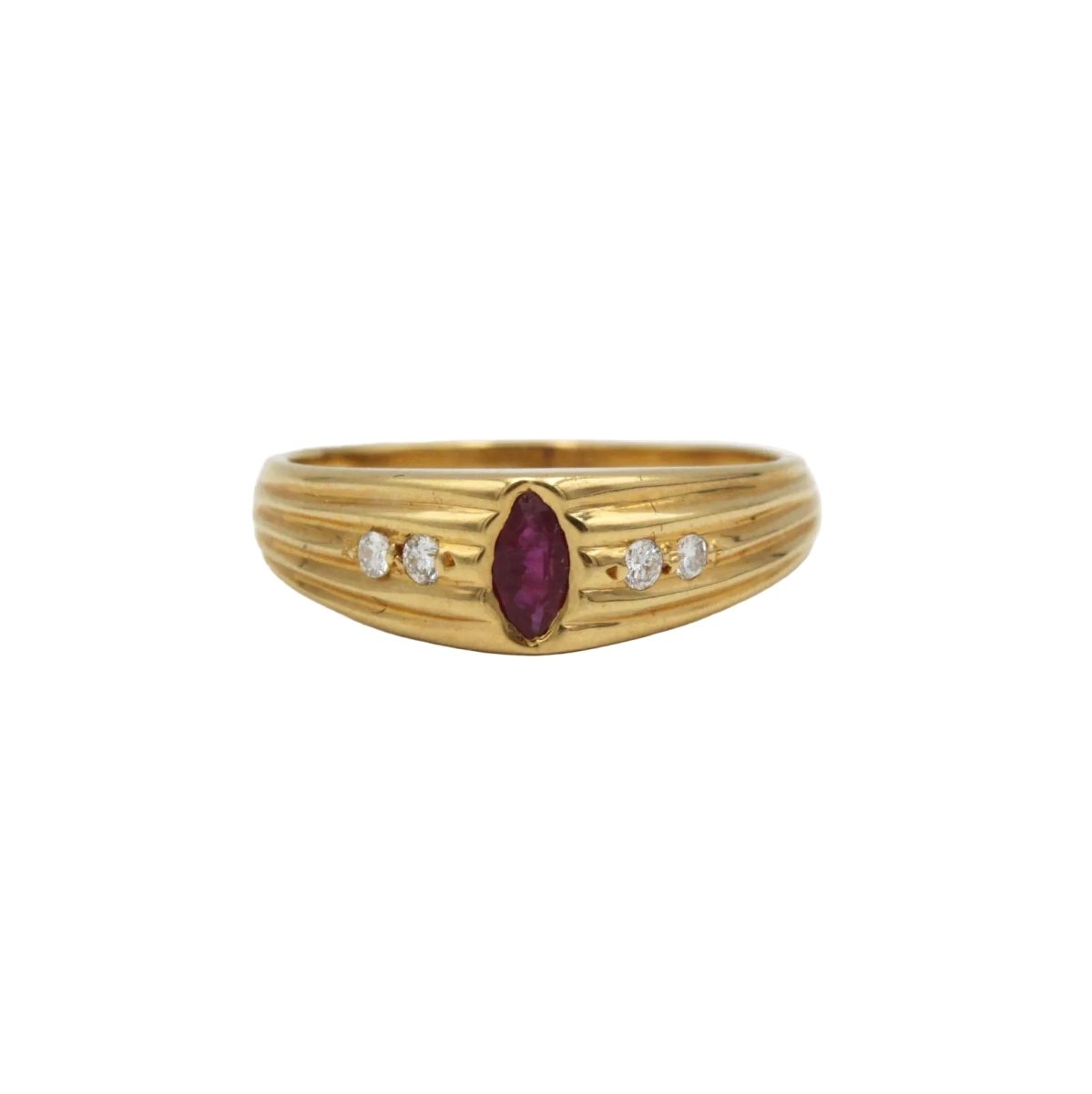 Bague Jonc en or jaune, rubis et diamants - Castafiore
