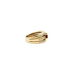 Bague Jonc en or jaune, rubis et diamants - Castafiore
