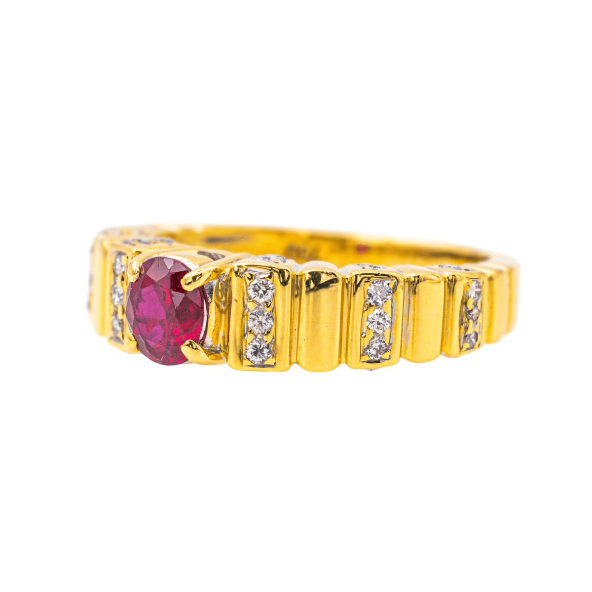 Bague Jonc en or jaune, rubis et diamants - Castafiore