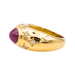 Bague Jonc en or jaune, rubis et diamants - Castafiore