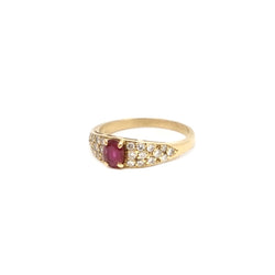 Bague Jonc en or jaune, rubis et diamants - Castafiore