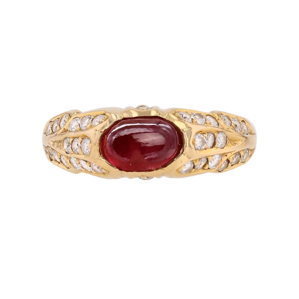 Bague Jonc en or jaune, rubis et diamants - Castafiore