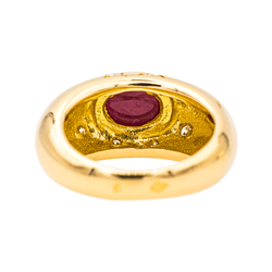 Bague Jonc en or jaune, rubis et diamants - Castafiore
