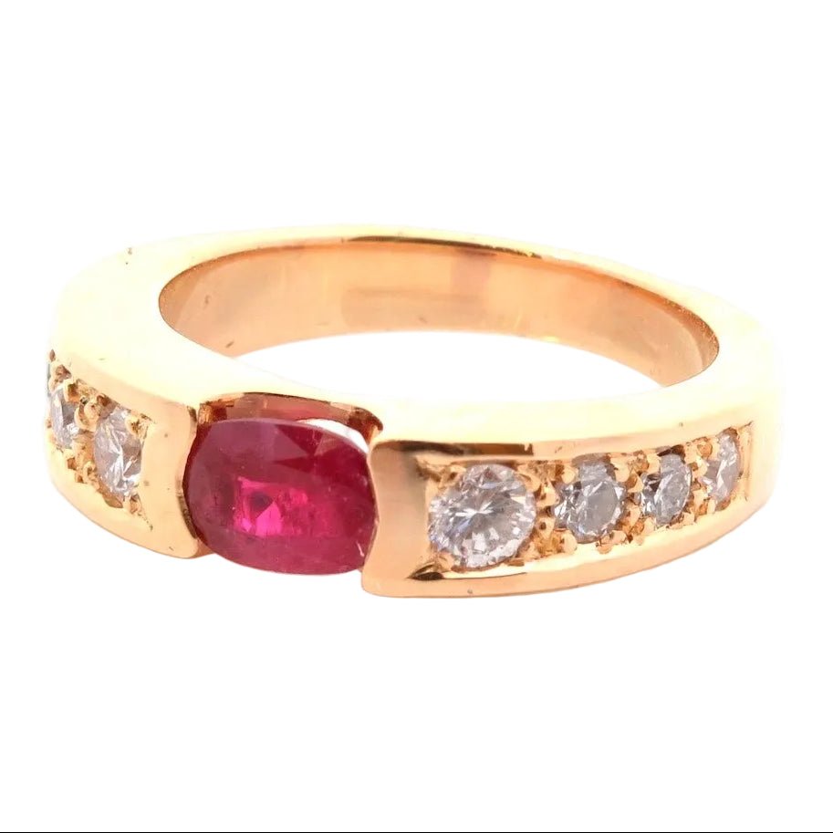 Bague Jonc en or jaune, rubis et diamants - Castafiore