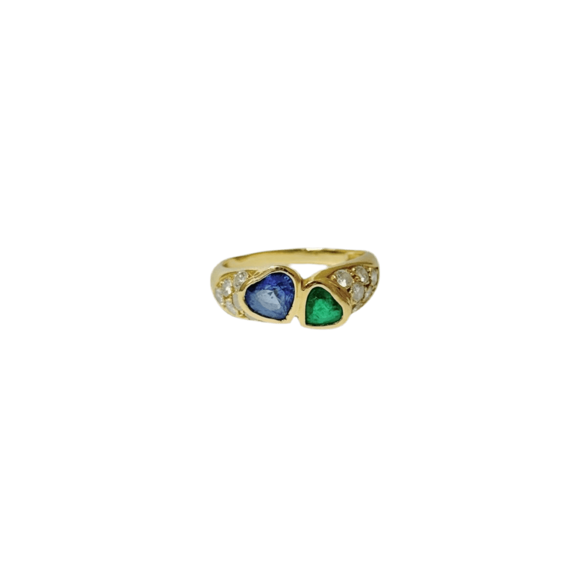 Bague Jonc en or jaune, saphir, émeraude et diamants - Castafiore
