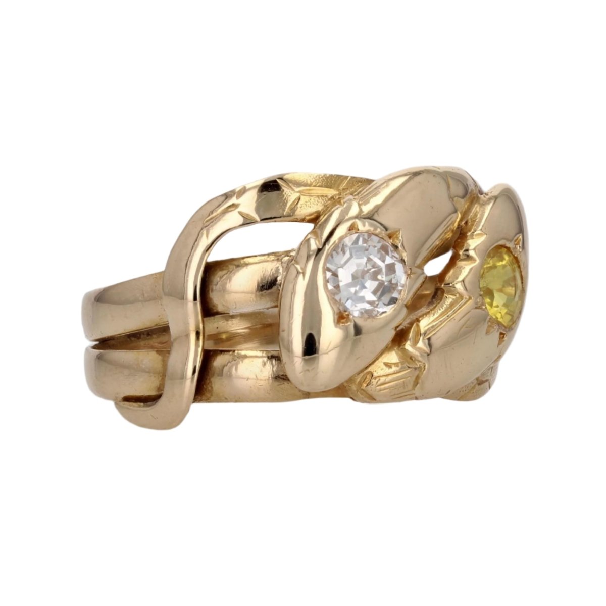 Bague Jonc en or jaune, saphir et diamant - Castafiore
