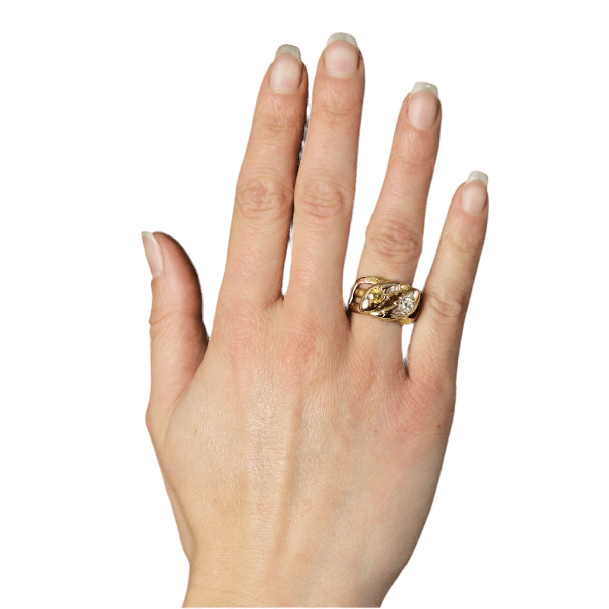 Bague Jonc en or jaune, saphir et diamant - Castafiore