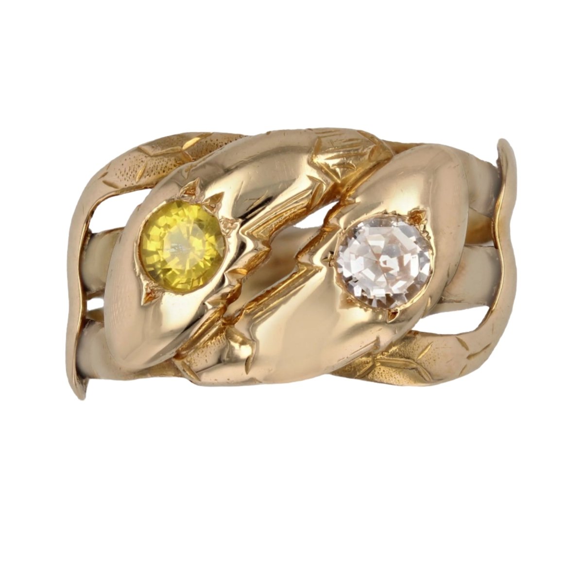 Bague Jonc en or jaune, saphir et diamant - Castafiore
