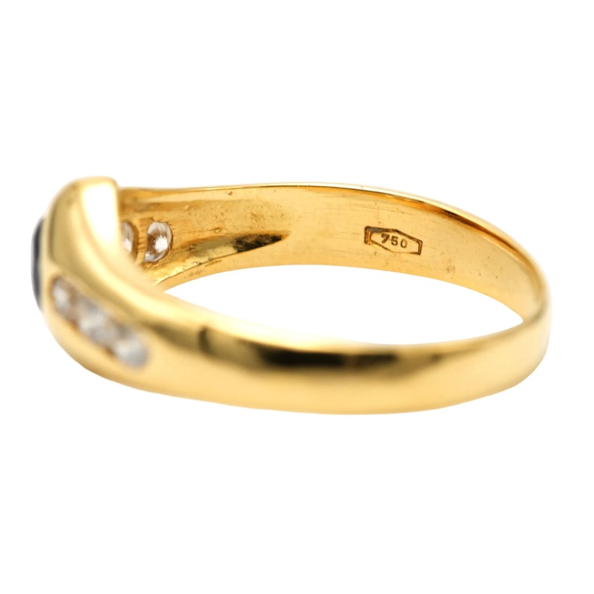 Bague Jonc en or jaune, saphir et diamants - Castafiore
