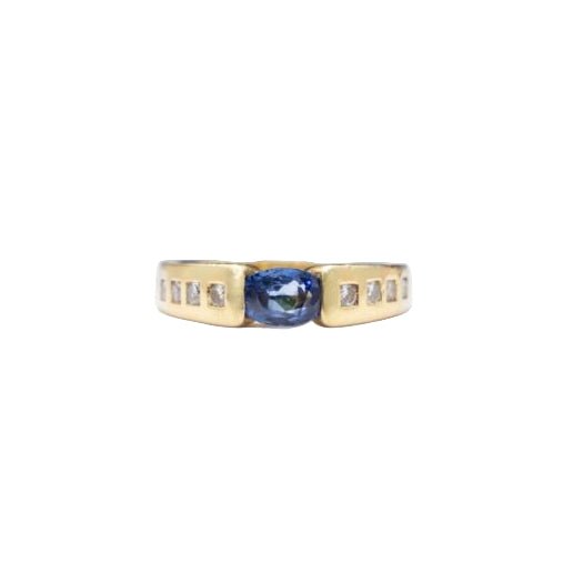 Bague Jonc en or jaune, saphir et diamants - Castafiore