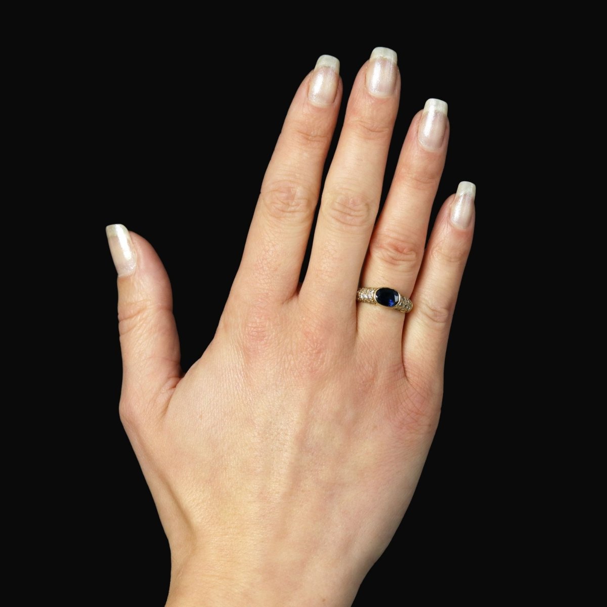 Bague Jonc en or jaune, saphir et diamants - Castafiore