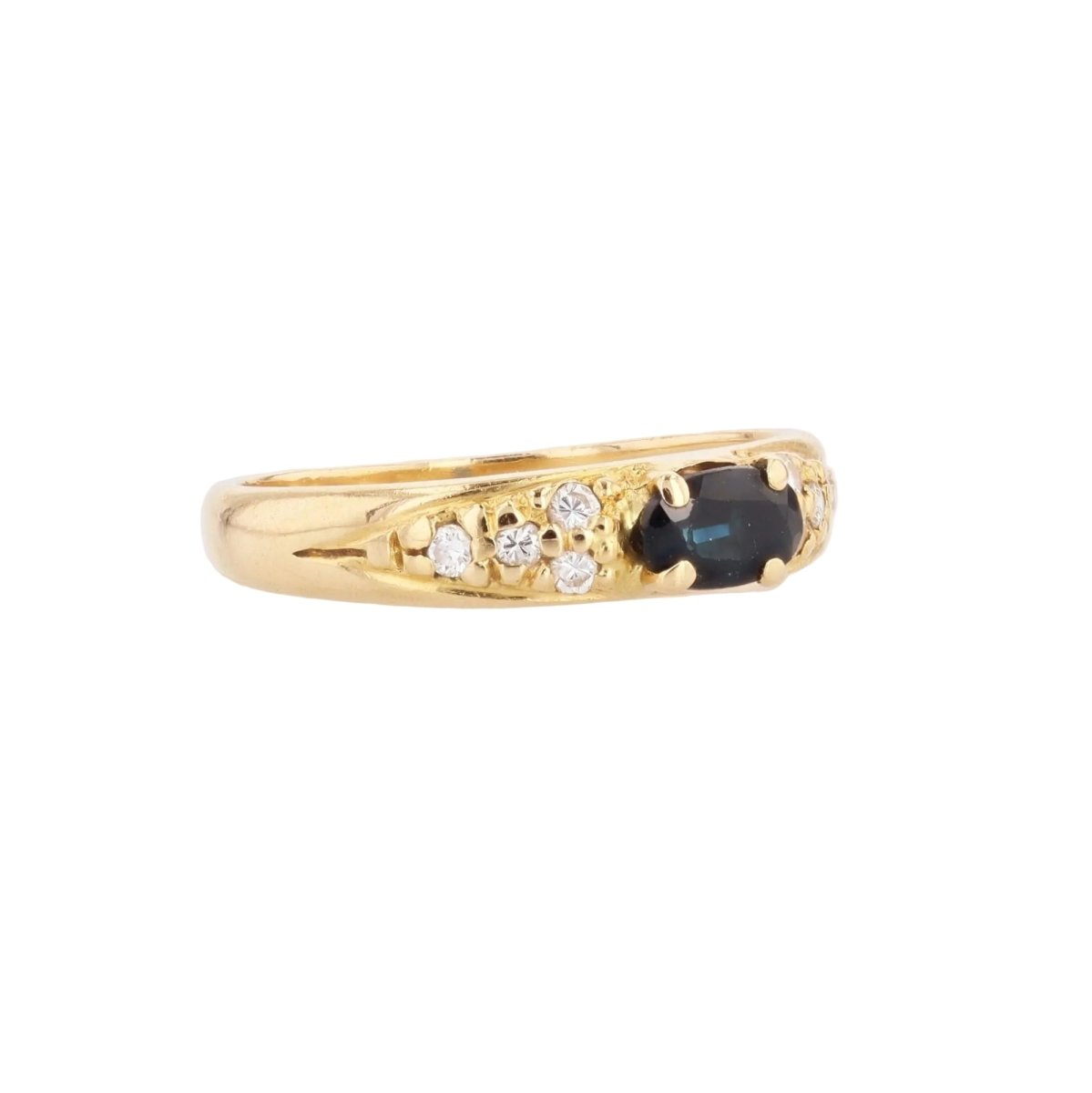 Bague Jonc en or jaune, saphir et diamants - Castafiore