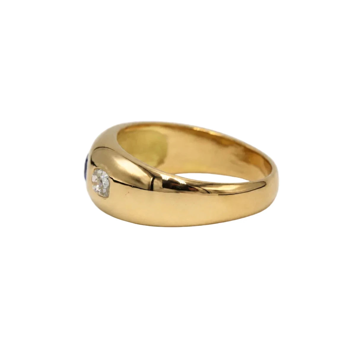Bague Jonc en or jaune, saphir et diamants - Castafiore
