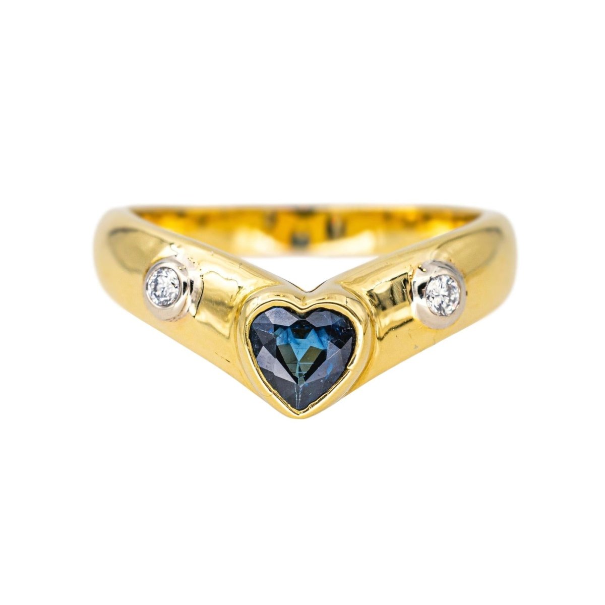 Bague Jonc en or jaune, saphir et diamants - Castafiore