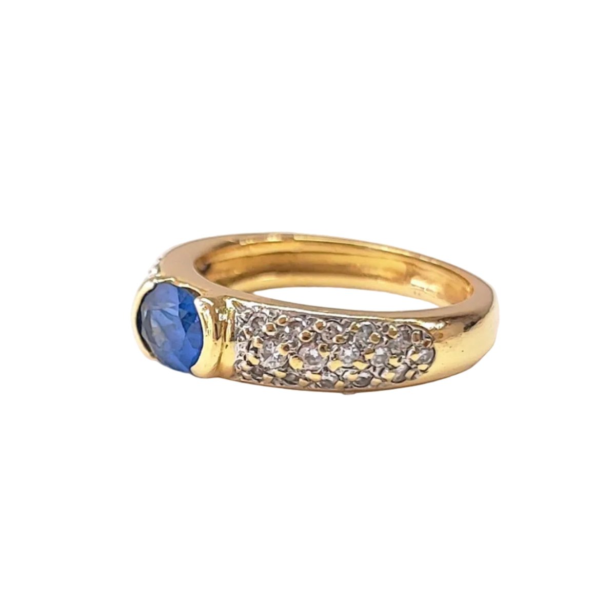 Bague Jonc en or jaune, saphir, et diamants - Castafiore