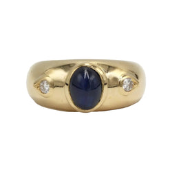 Bague Jonc en or jaune, saphir et diamants