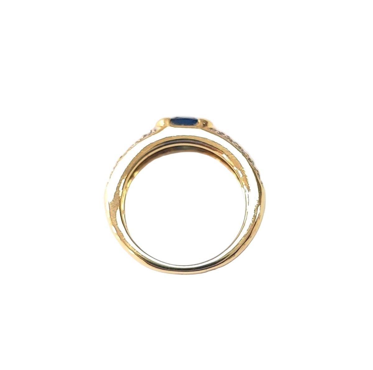 Bague Jonc en or jaune, saphir, et diamants - Castafiore