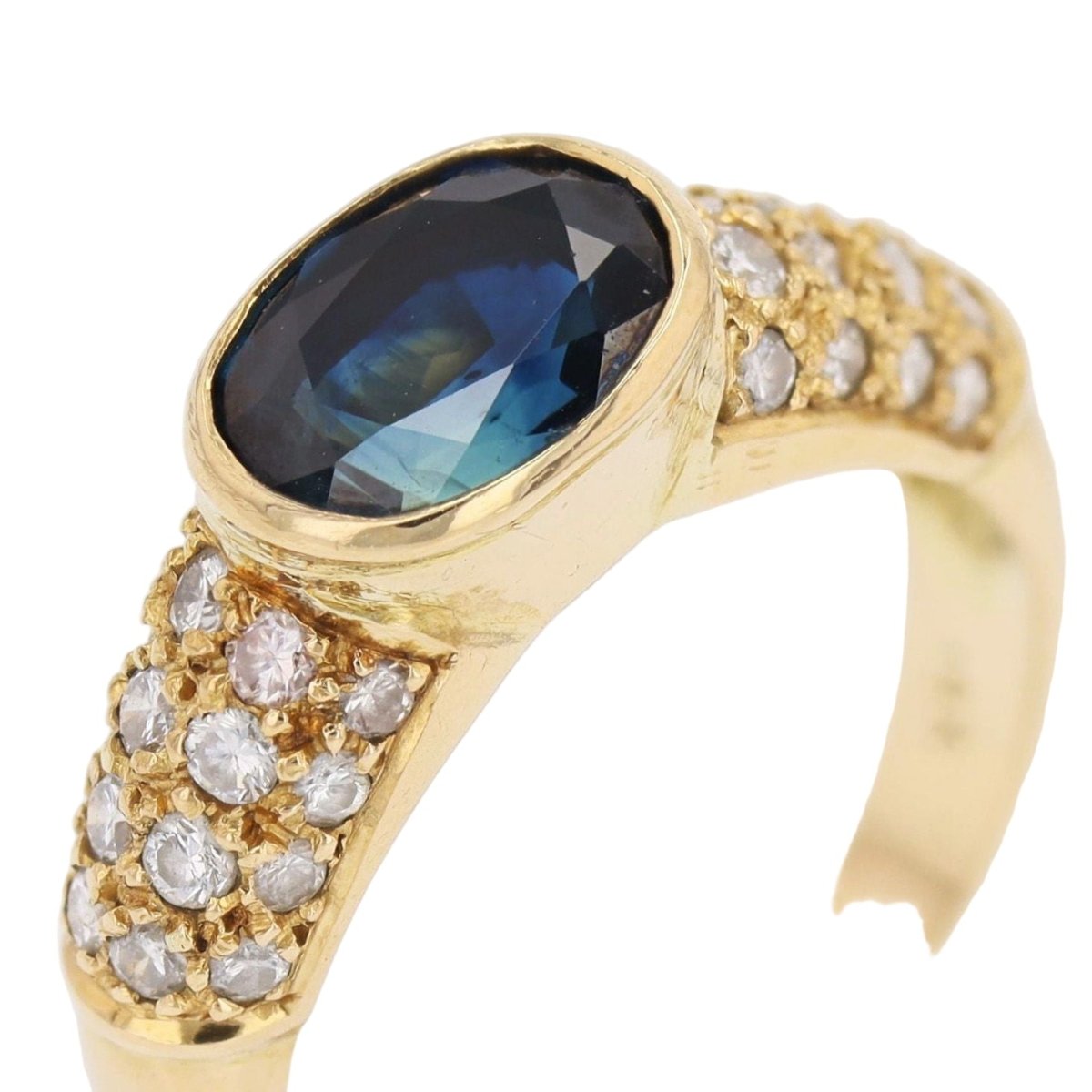 Bague Jonc en or jaune, saphir et diamants - Castafiore