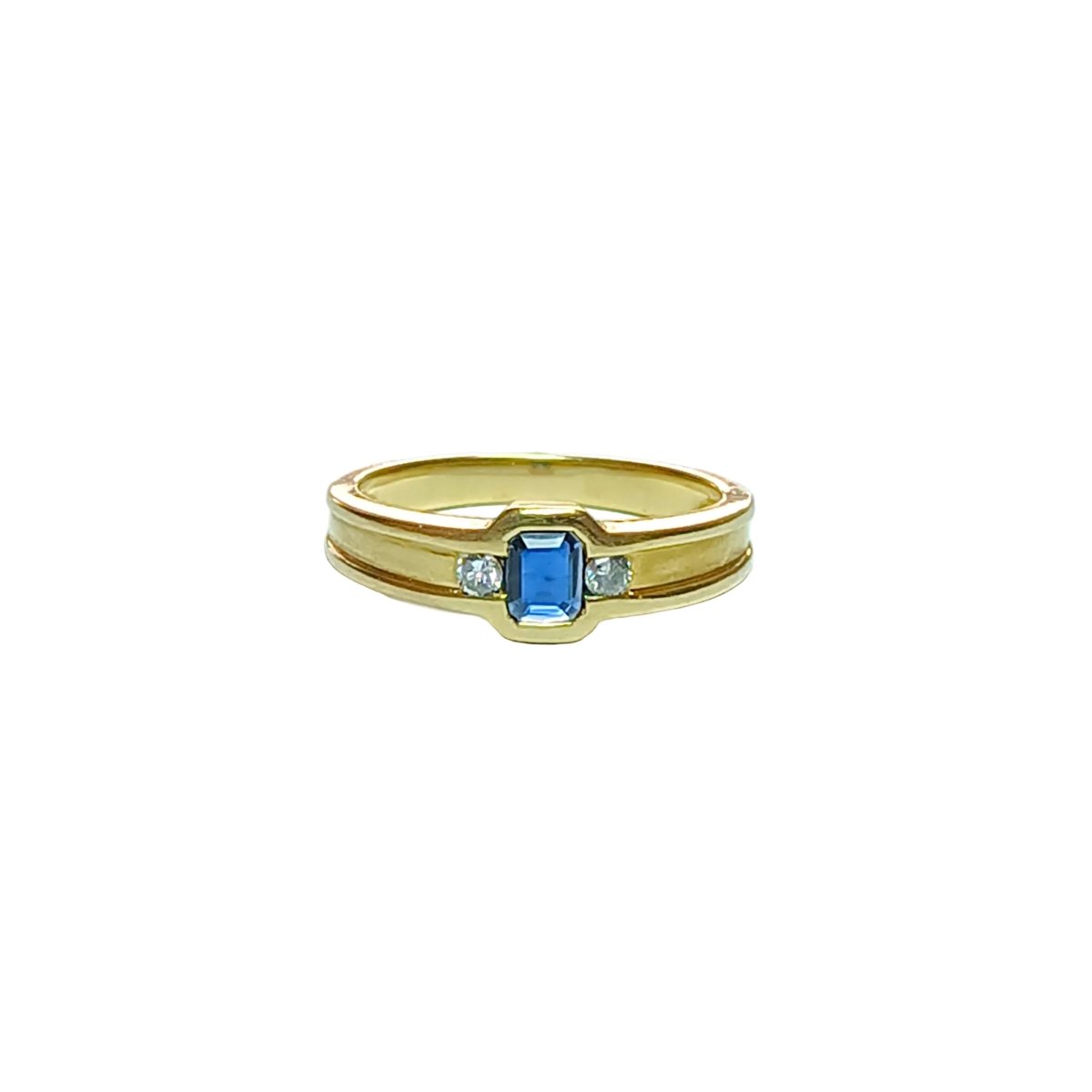 Bague Jonc en or jaune, saphir et diamants - Castafiore