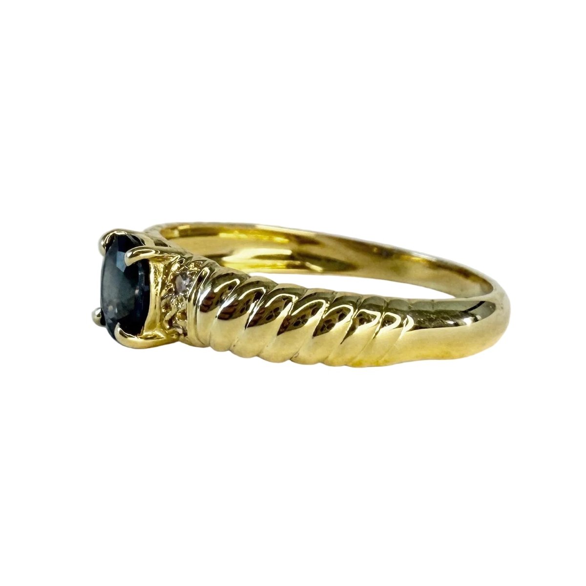 Bague Jonc en or jaune, saphir et diamants - Castafiore