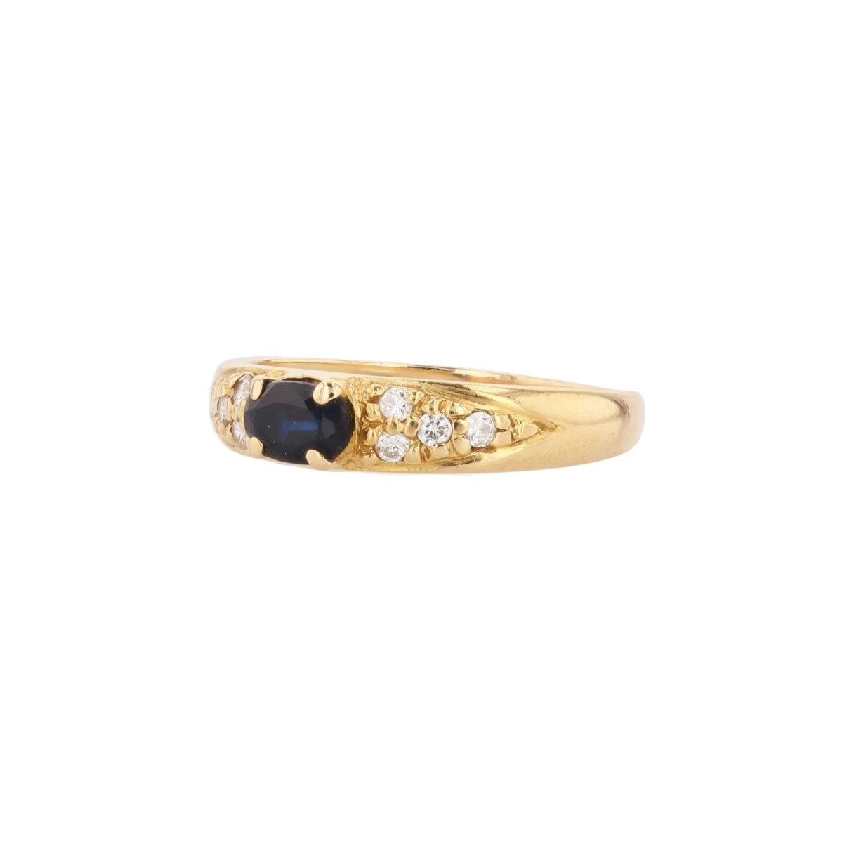 Bague Jonc en or jaune, saphir et diamants - Castafiore
