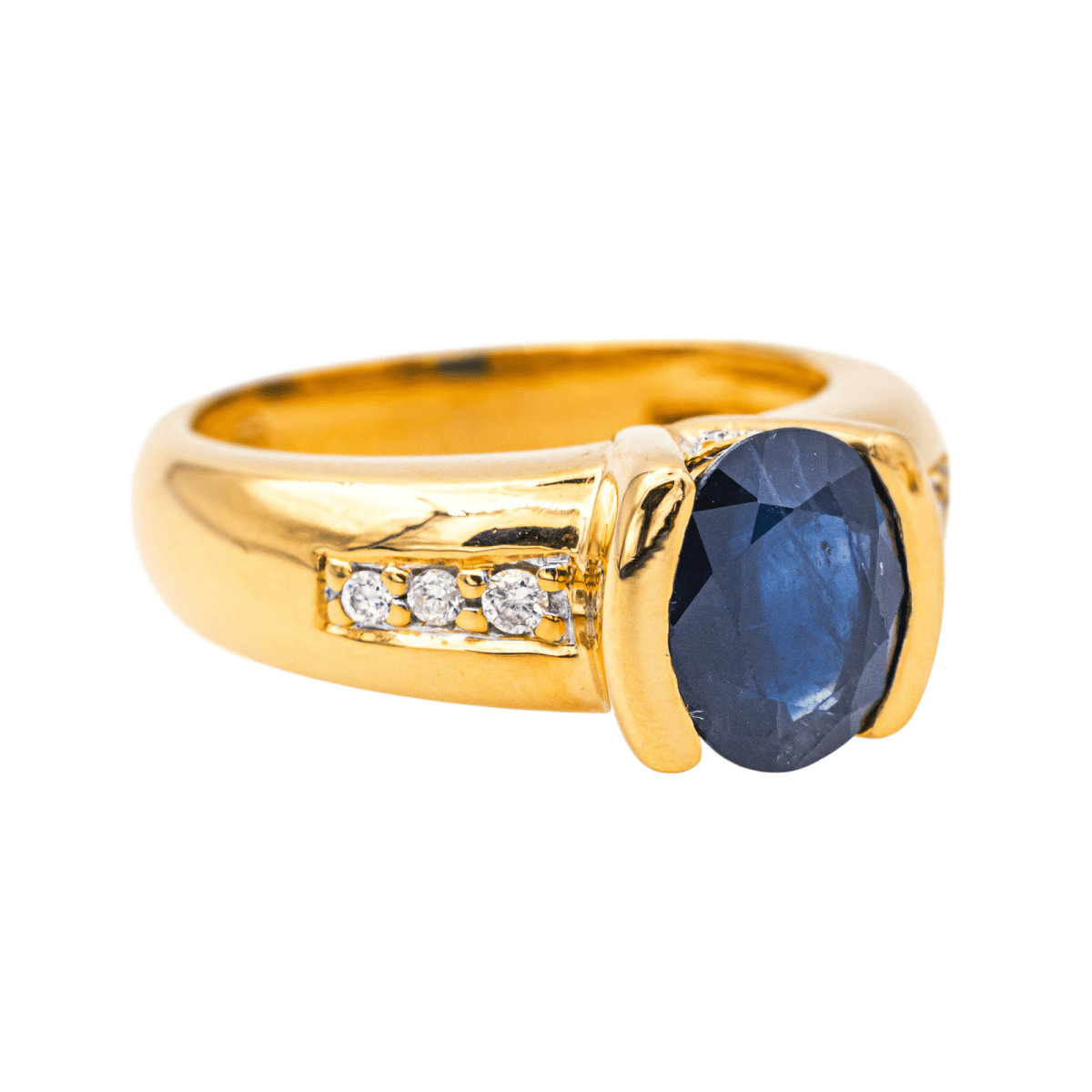 Bague Jonc en or jaune, saphir et diamants - Castafiore