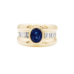 Bague Jonc en or jaune, saphir et diamants - Castafiore