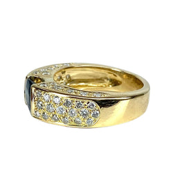 Bague jonc en or jaune, saphir et diamants - Castafiore
