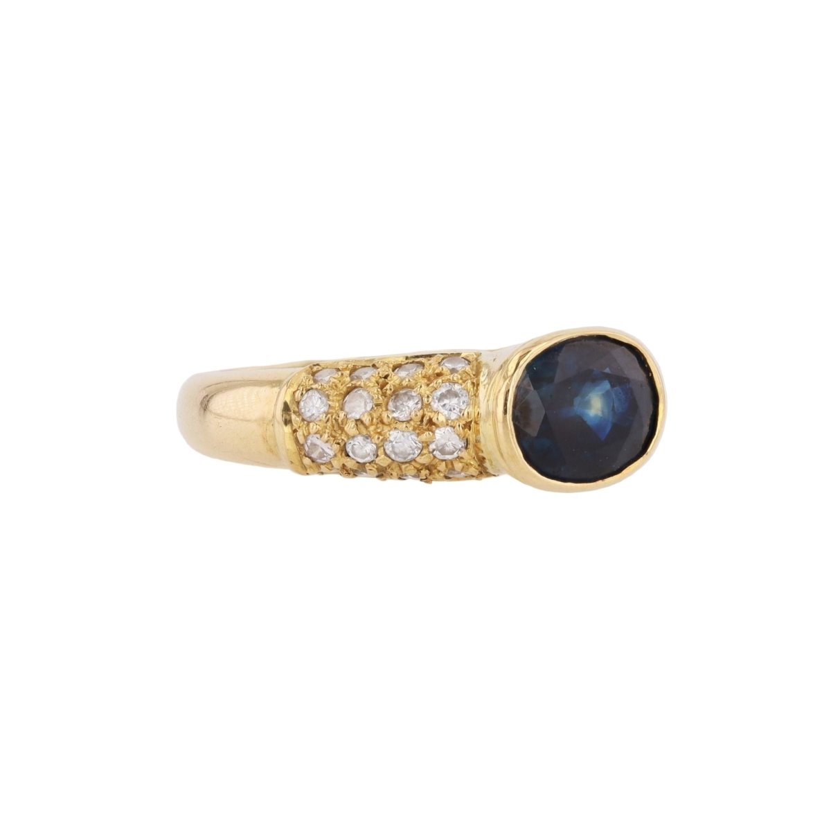 Bague Jonc en or jaune, saphir et diamants - Castafiore