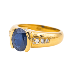 Bague Jonc en or jaune, saphir et diamants - Castafiore
