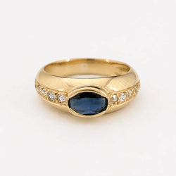 Bague Jonc en or jaune, saphir et diamants - Castafiore