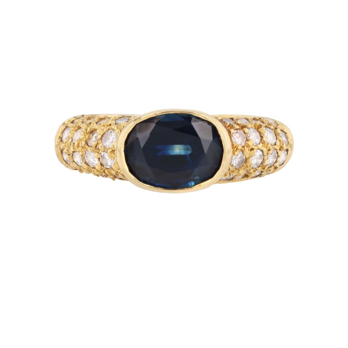 Bague Jonc en or jaune, saphir et diamants - Castafiore
