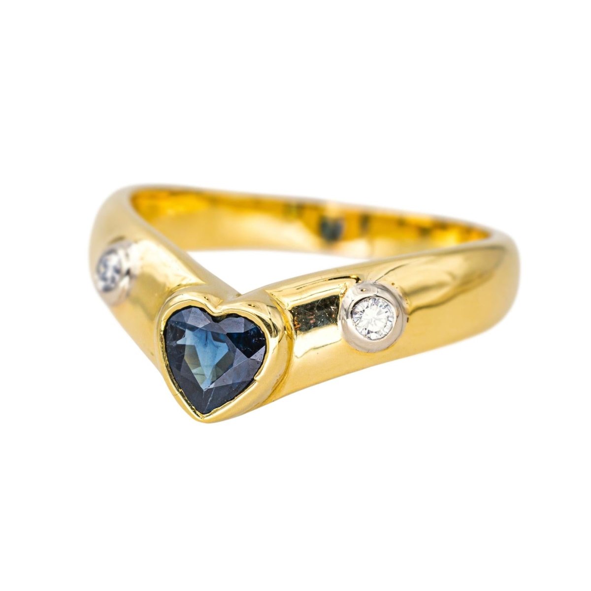 Bague Jonc en or jaune, saphir et diamants - Castafiore
