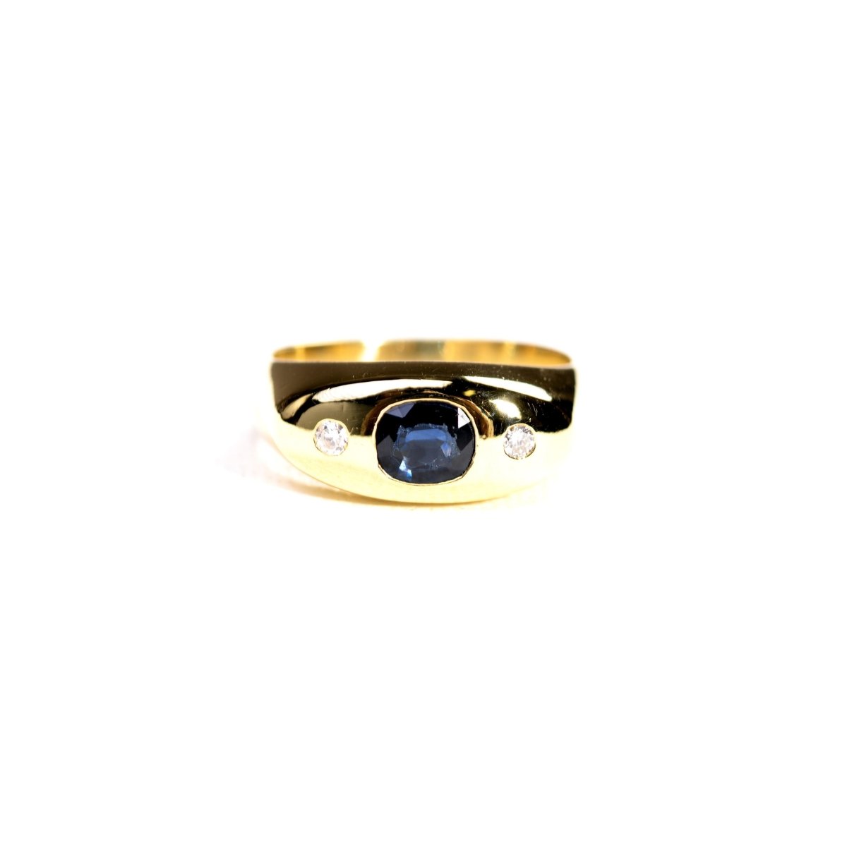 Bague Jonc en or jaune, saphir, et diamants - Castafiore