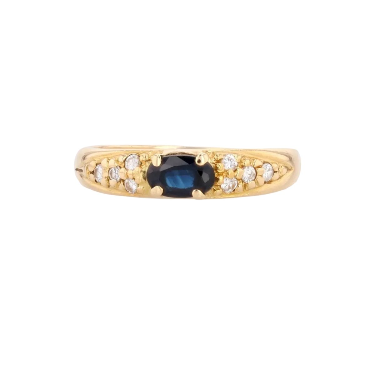 Bague Jonc en or jaune, saphir et diamants - Castafiore