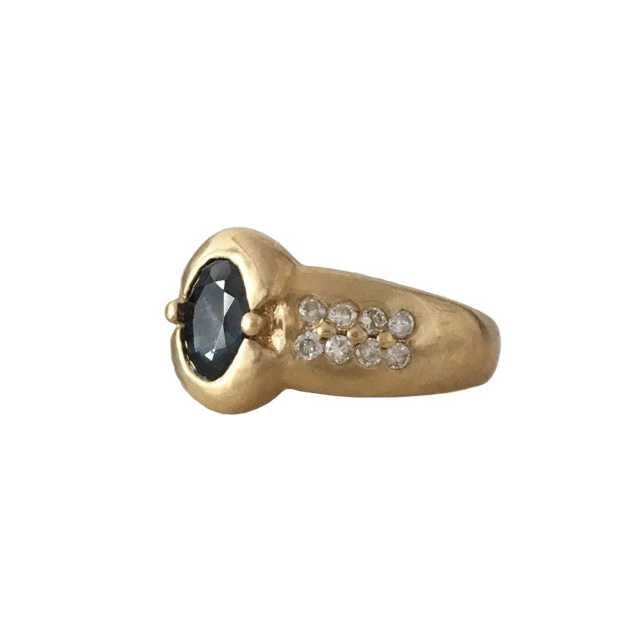 Bague Jonc en or jaune, saphir et diamants - Castafiore
