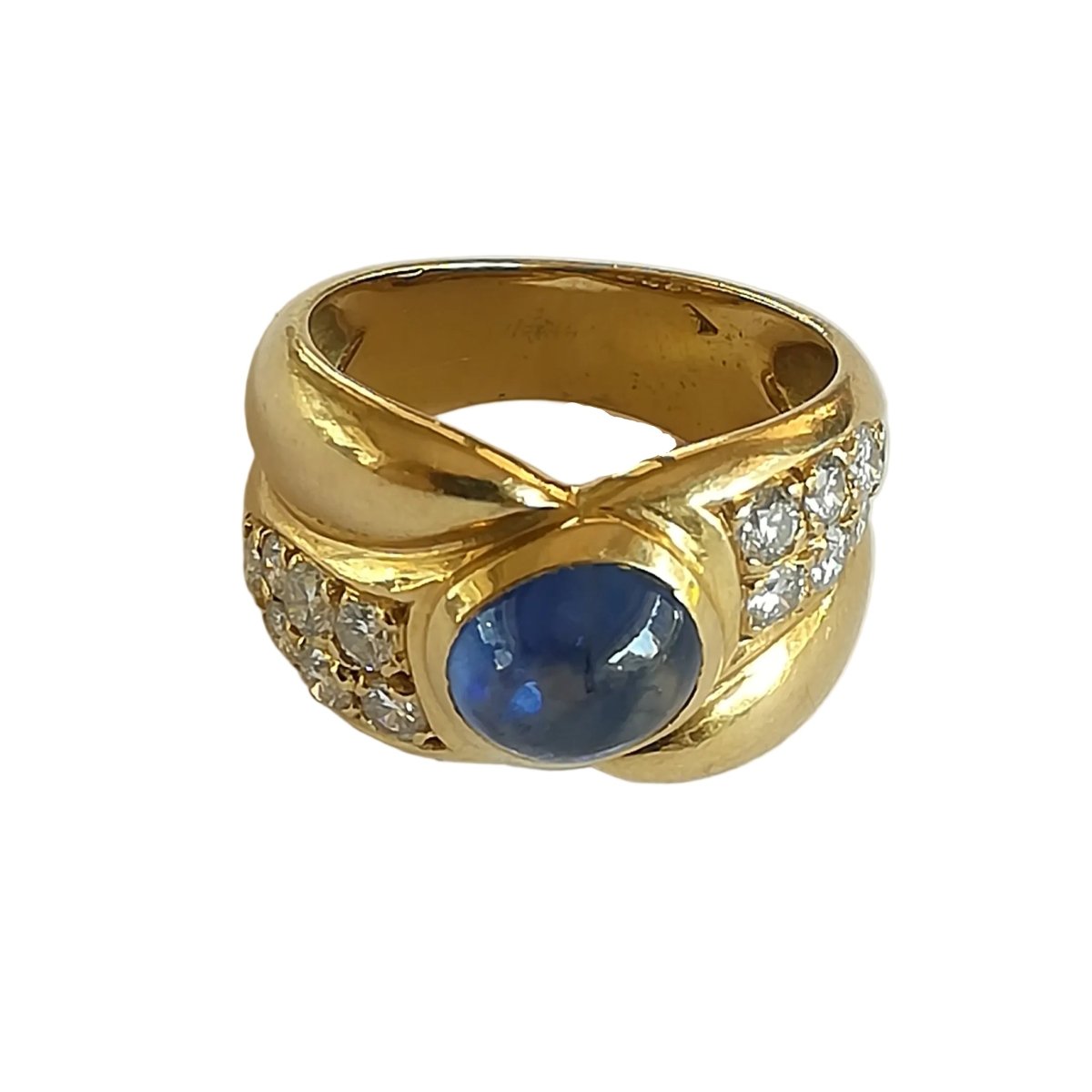 Bague Jonc en or jaune, saphir et diamants - Castafiore