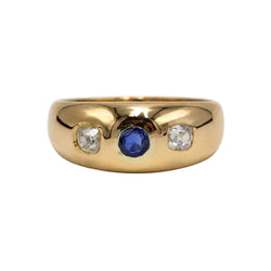 Bague Jonc en or jaune, saphir et diamants - Castafiore