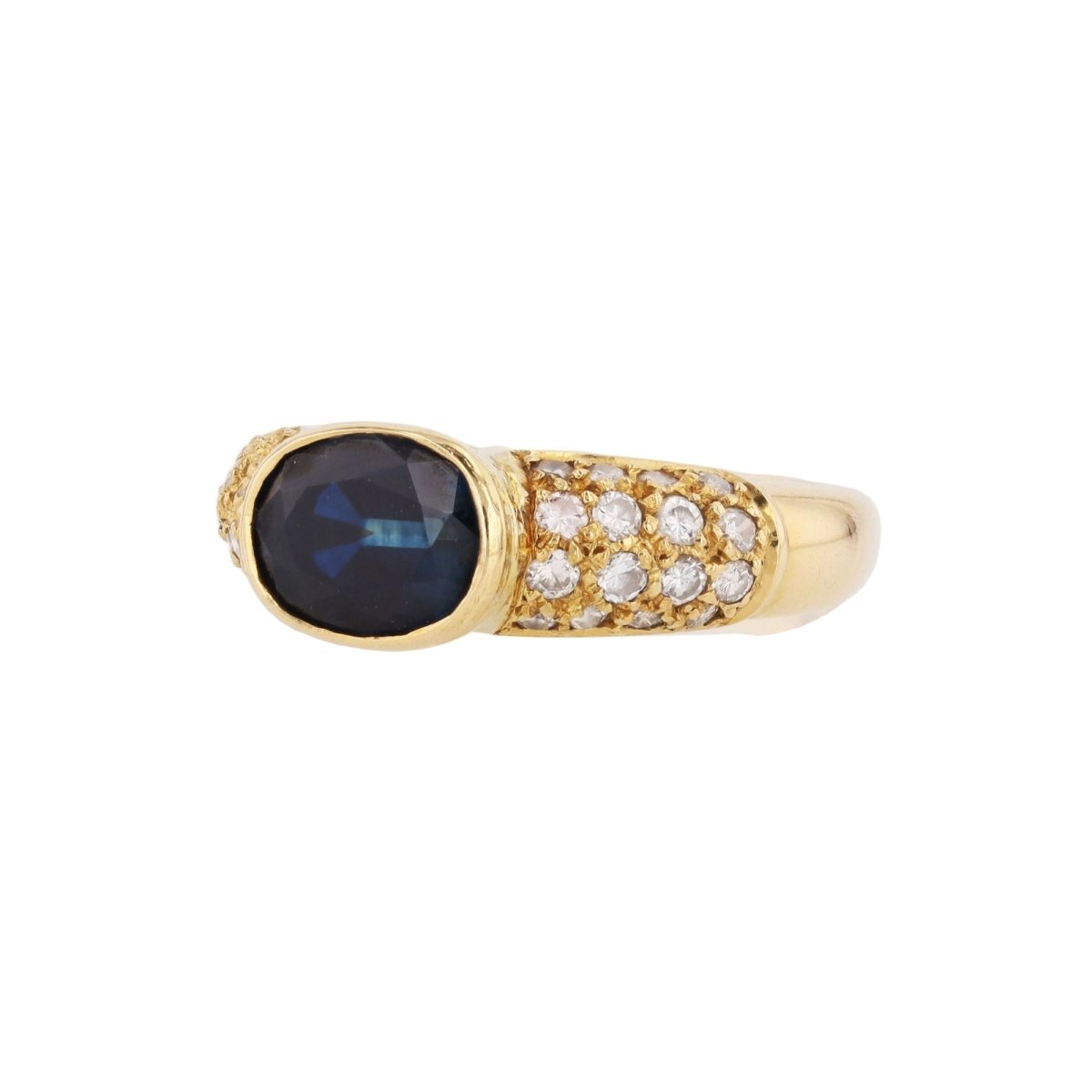Bague Jonc en or jaune, saphir et diamants - Castafiore