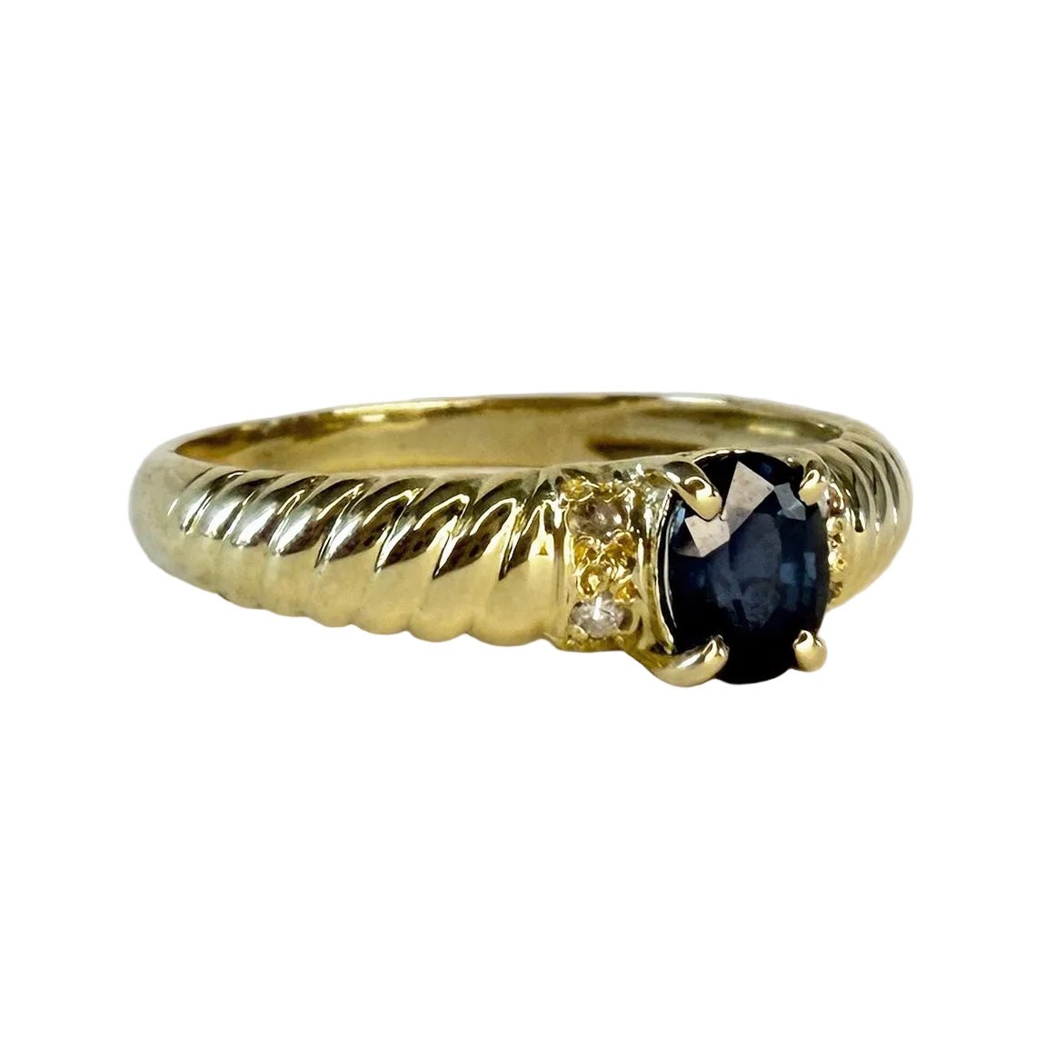 Bague Jonc en or jaune, saphir et diamants - Castafiore