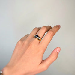 Bague Jonc en or jaune, saphir et diamants - Castafiore