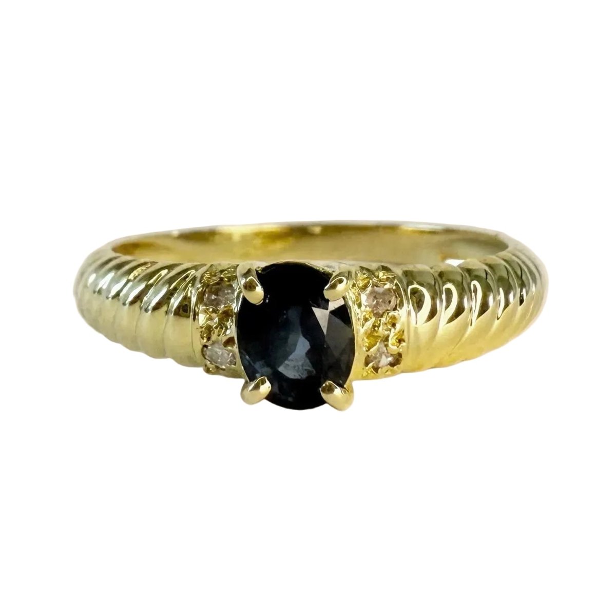 Bague Jonc en or jaune, saphir et diamants - Castafiore