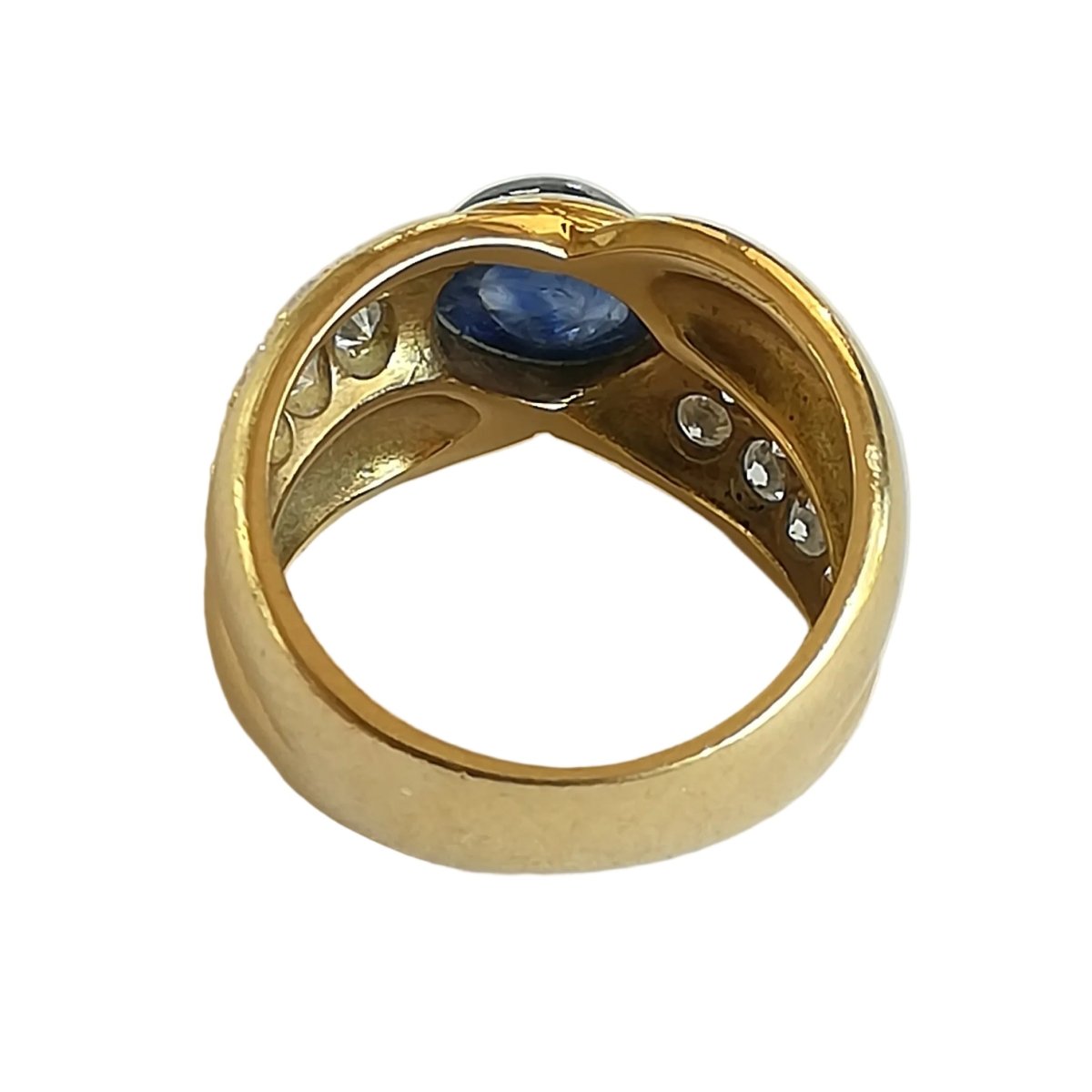 Bague Jonc en or jaune, saphir et diamants - Castafiore