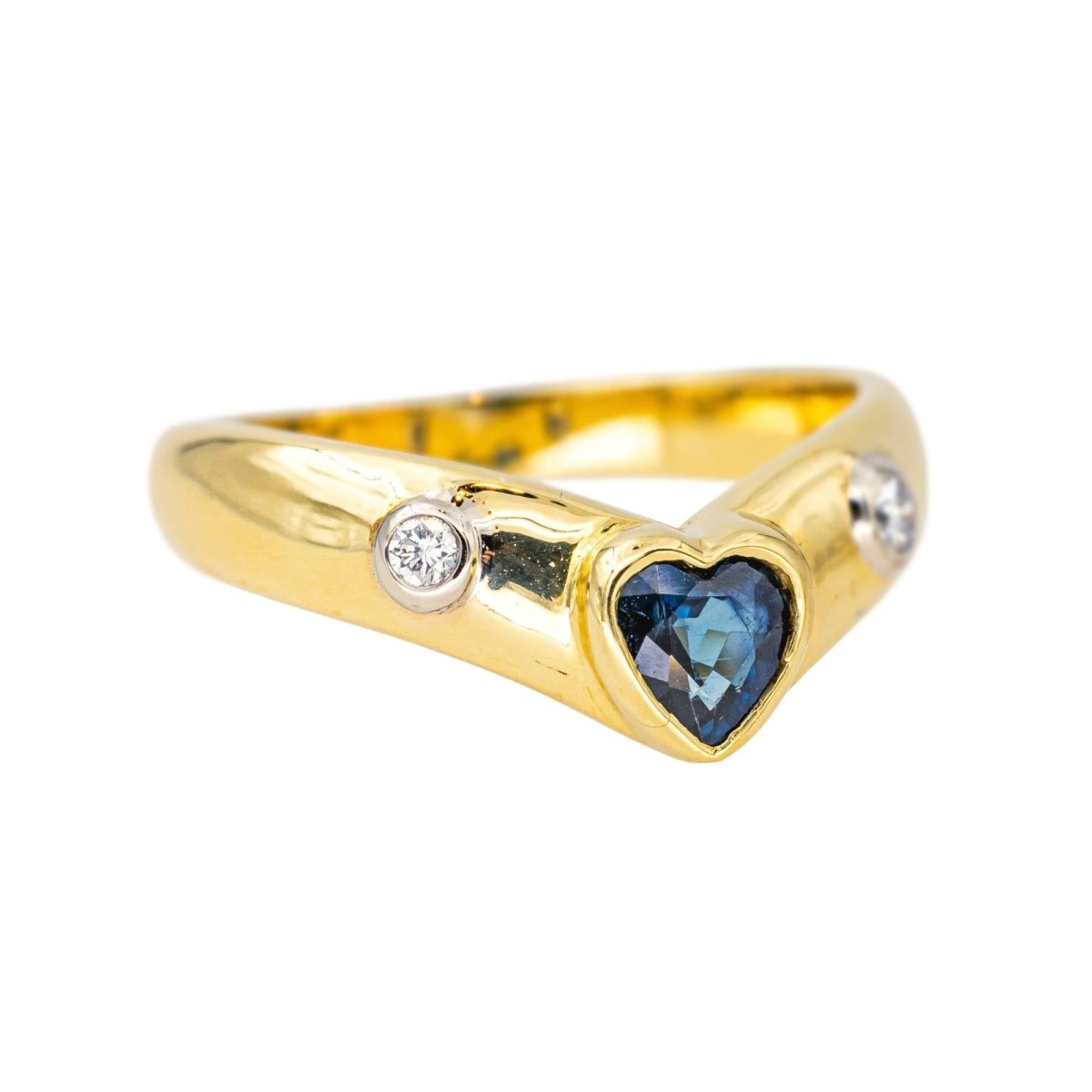 Bague Jonc en or jaune, saphir et diamants - Castafiore