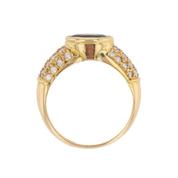 Bague Jonc en or jaune, saphir et diamants - Castafiore