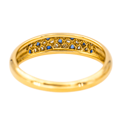 Bague Jonc en or jaune, saphirs et diamant - Castafiore
