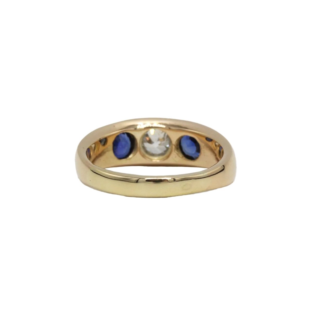 Bague Jonc en or jaune, saphirs et diamant - Castafiore