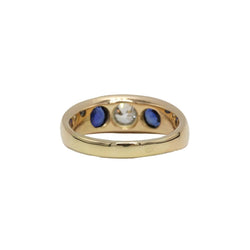 Bague Jonc en or jaune, saphirs et diamant - Castafiore