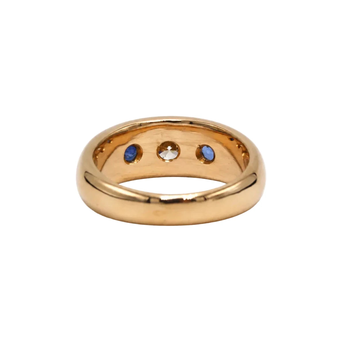 Bague Jonc en or jaune, saphirs et diamant - Castafiore