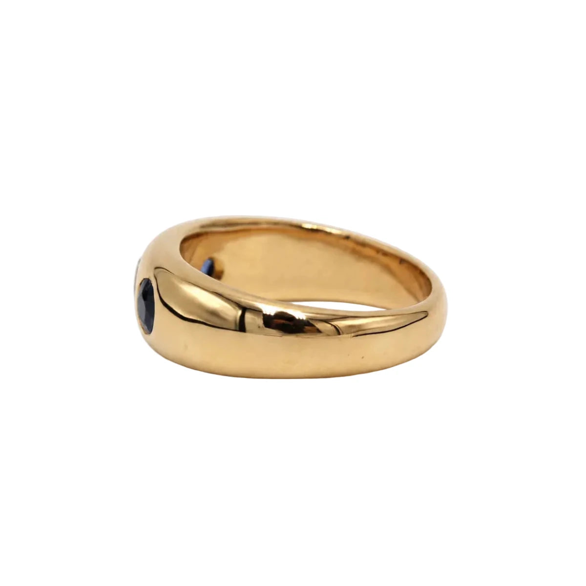 Bague Jonc en or jaune, saphirs et diamant - Castafiore